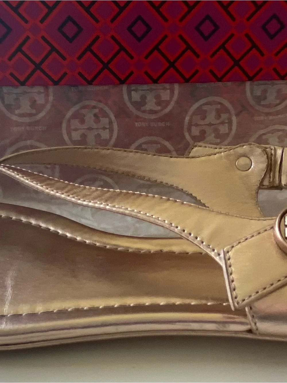 Tory Burch Rose Gold Minnie Sandals